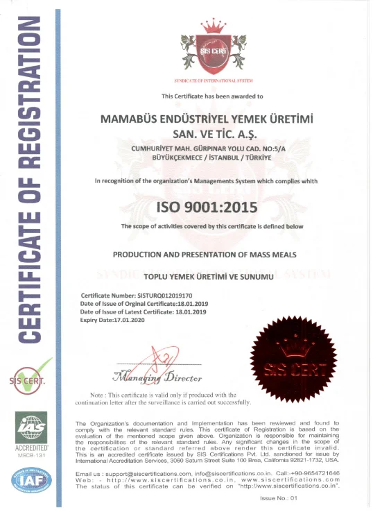 ISO Sertifikası 1