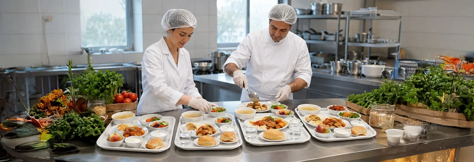 Okul yemeklerinde menü planlaması yapan diyetisyen ve catering ekibi